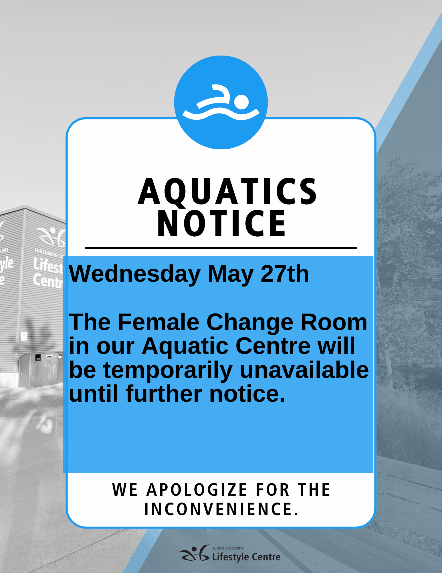 Aquatics Notice Change Room