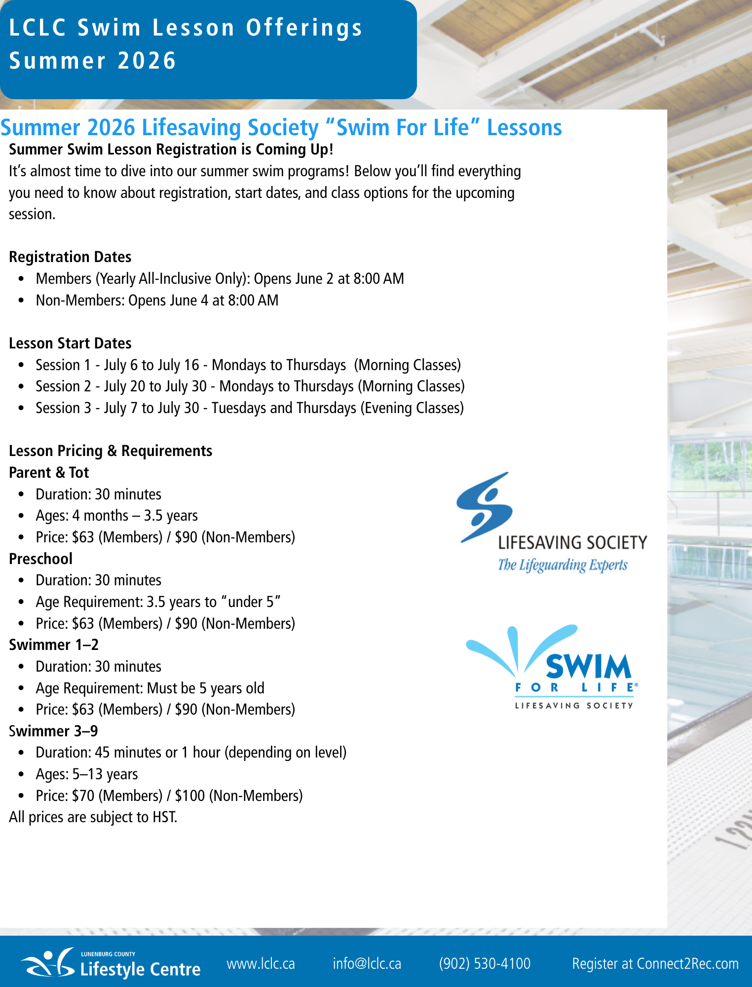 Summer Swimming Lessons Page 1