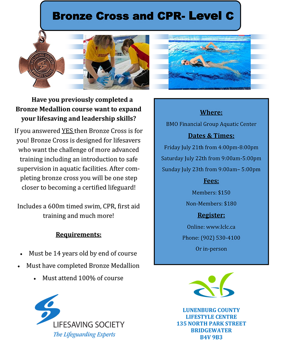 Lunenburg County Lifestyle Centre Bronze Cross New Dates